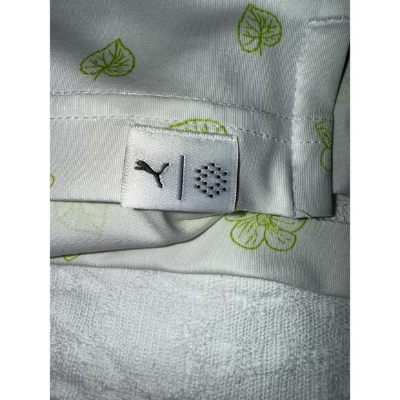 Puma Golf Polo Mattr White Green Spring Sz L Performance Quick Dry Cool Dad Logo - Picture 9 of 14